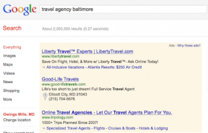 travel-agency-baltimore-search-advertising